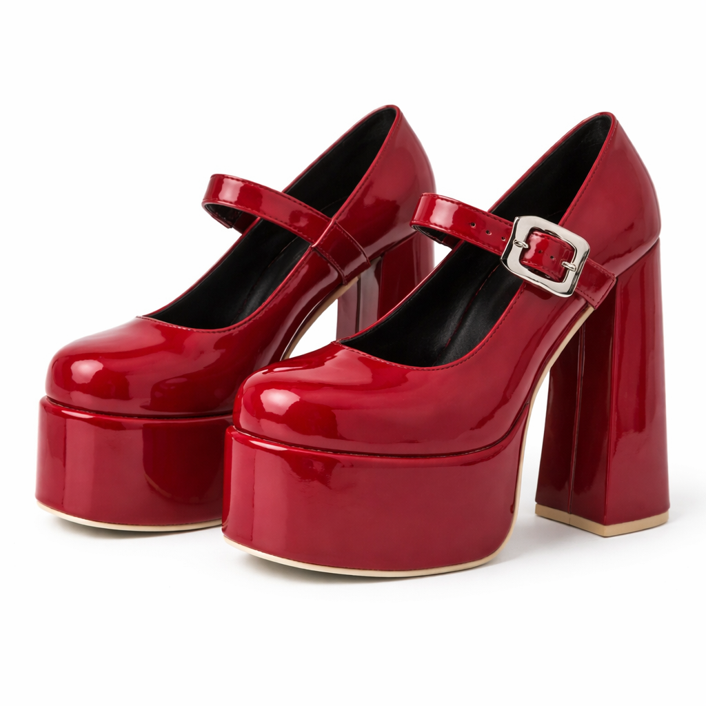 Scarpe Platforms Lucide con Tacco Grosso